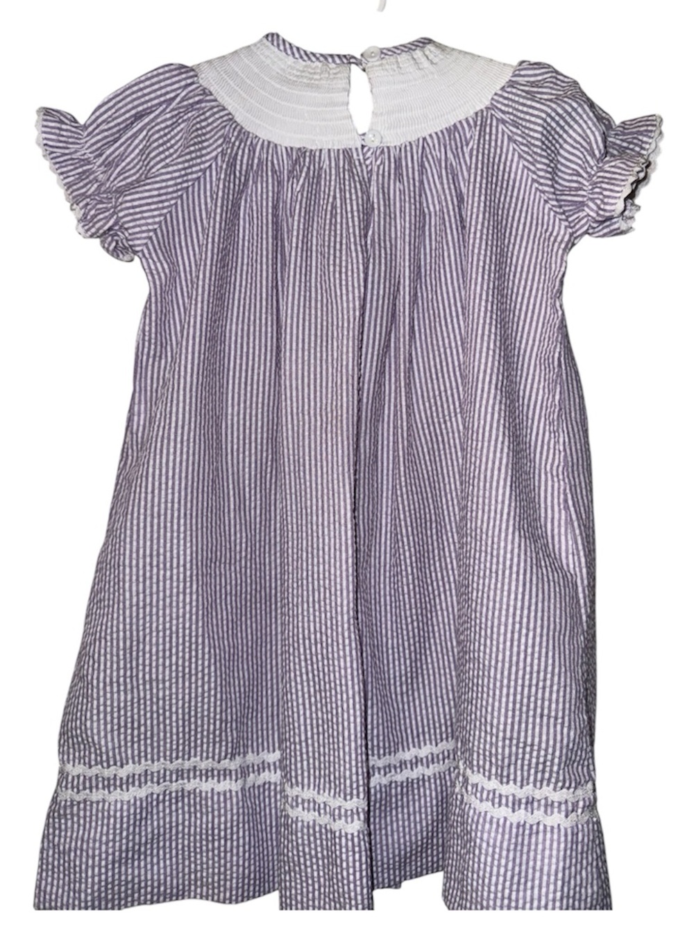 Purple Girls' Smock Dress with Bunny Embroidery - Picture 4 of 5